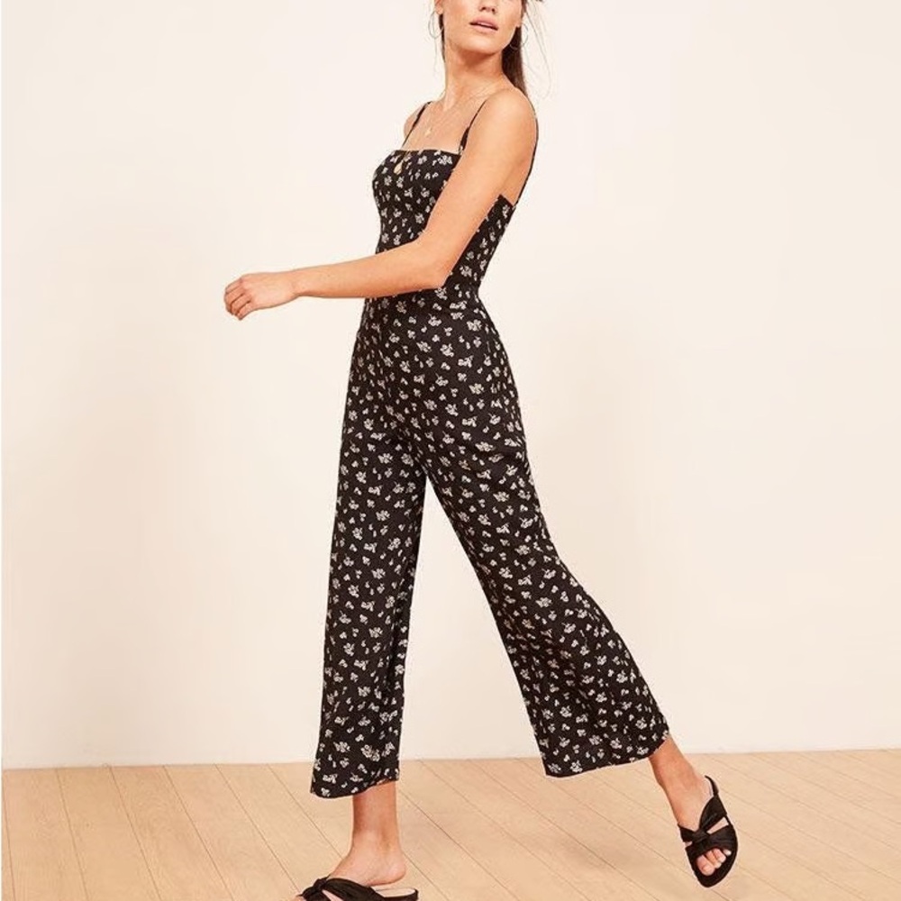 Reformation Guatemala Jumpsuit – black and white floral size 4
